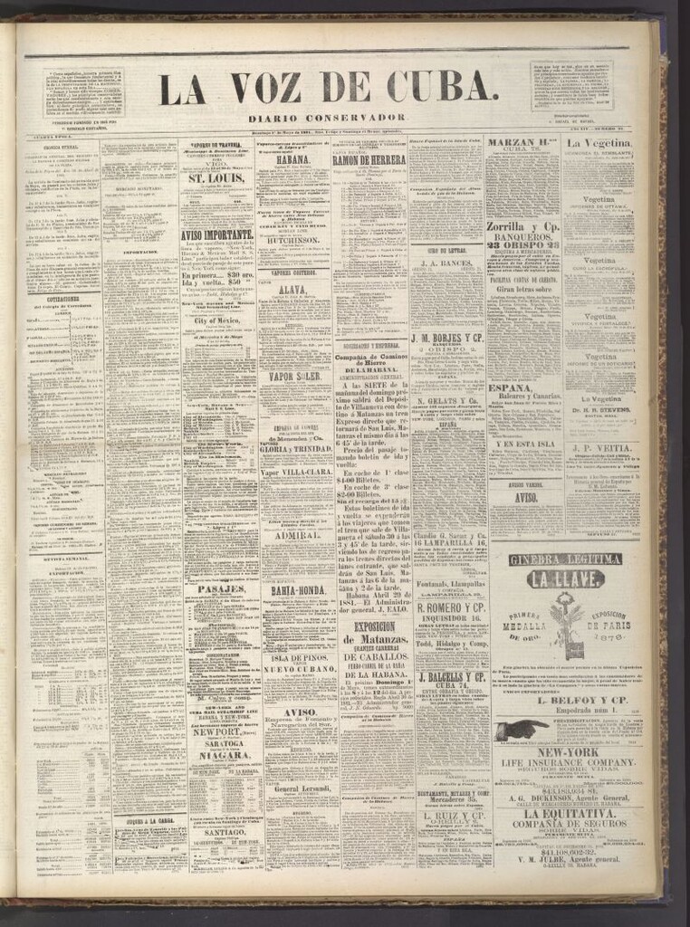 Miniatura de La Voz de Cuba: diario conservador del 1 de mayo de 1881