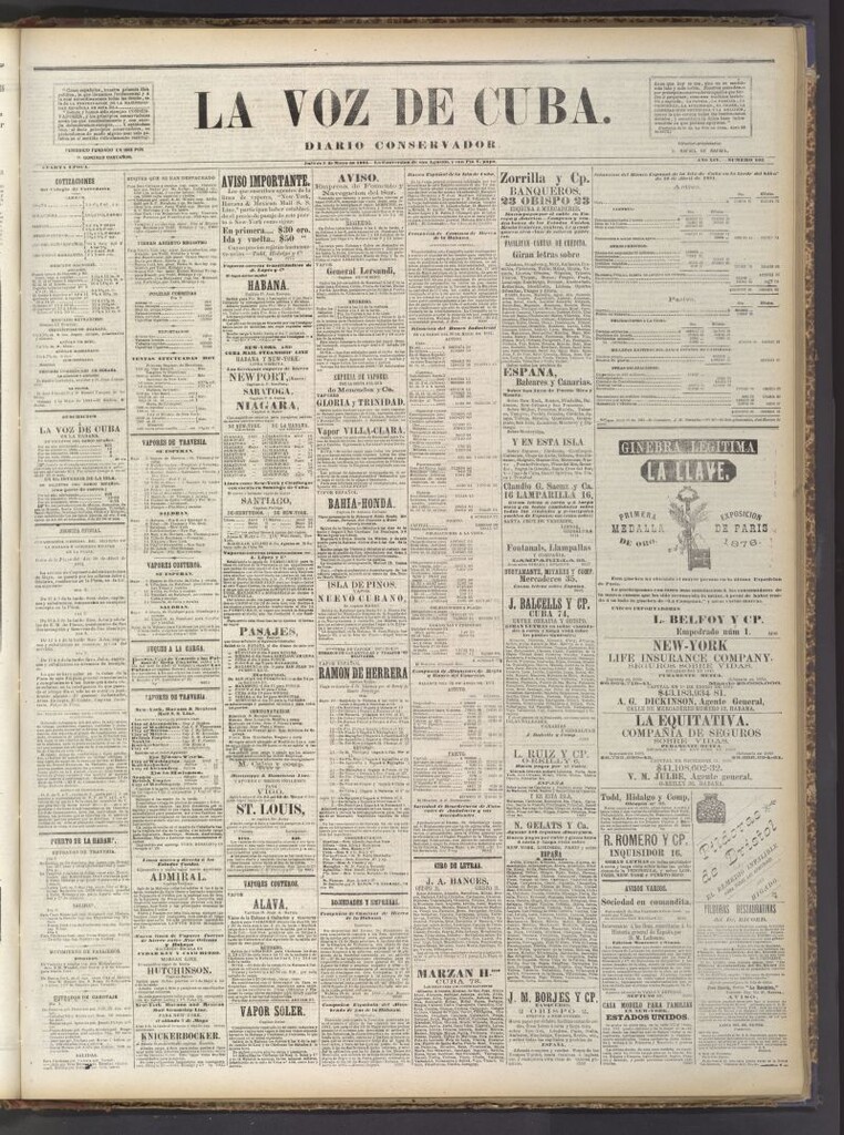 Miniatura de La Voz de Cuba: diario conservador del 5 de mayo de 1881