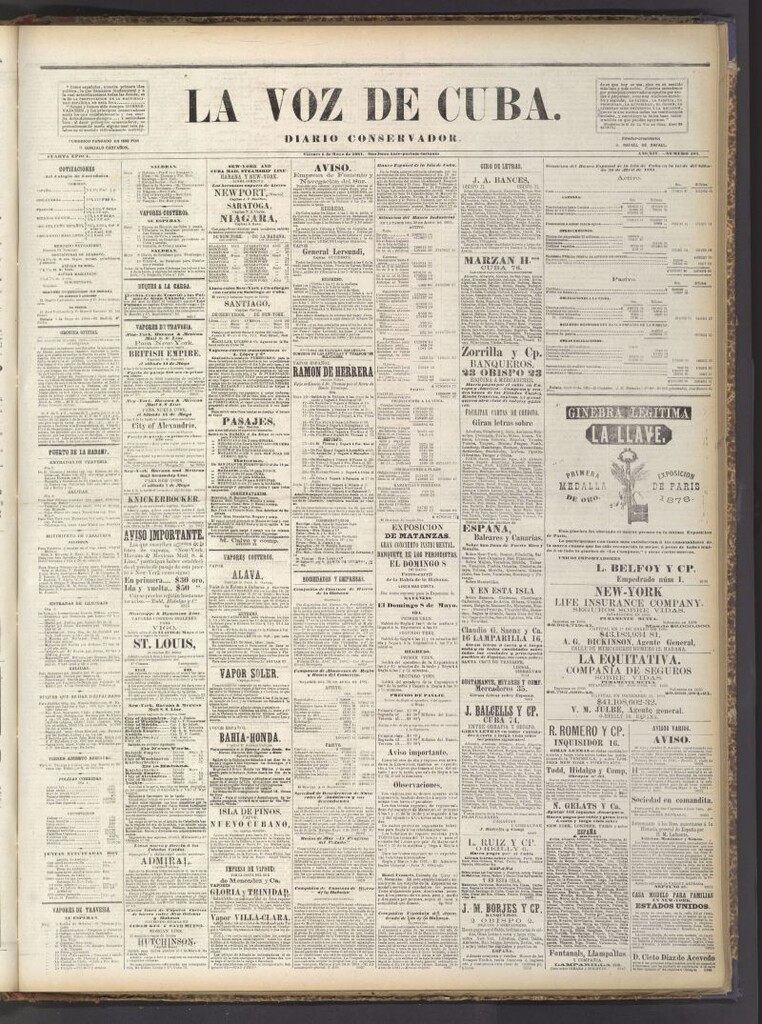 Miniatura de La Voz de Cuba: diario conservador del 6 de mayo de 1881