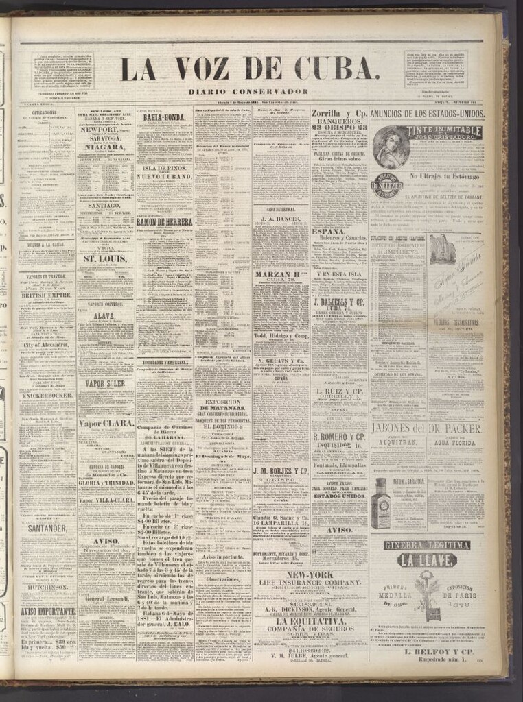 Miniatura de La Voz de Cuba: diario conservador del 7 de mayo de 1881