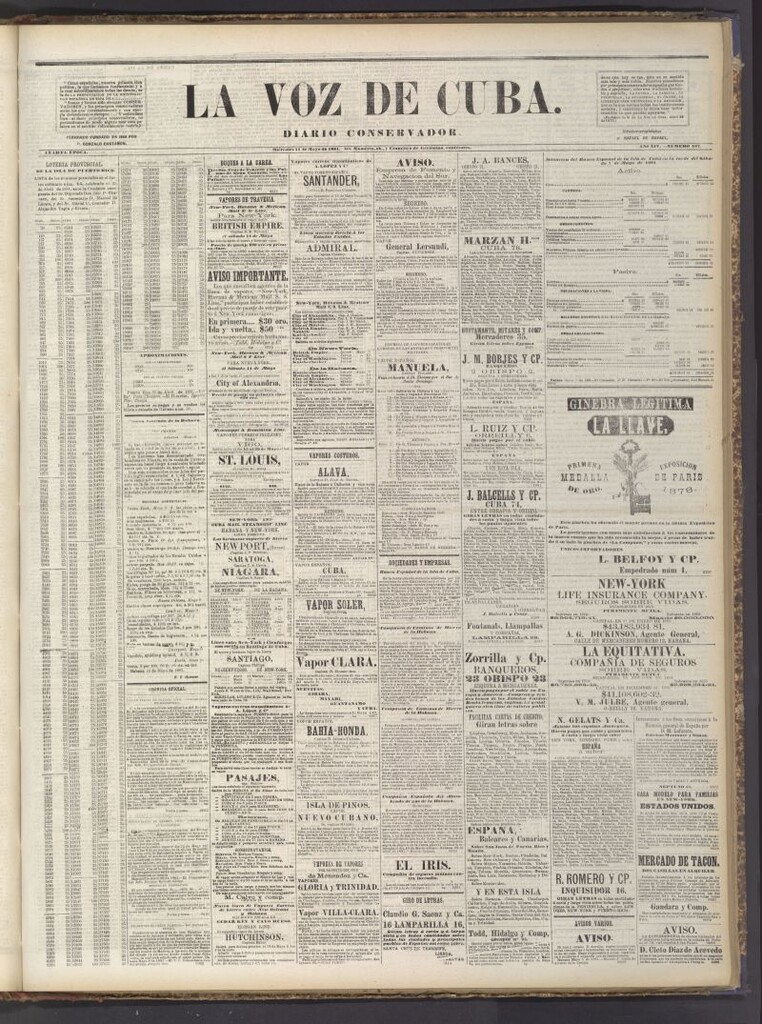 Miniatura de La Voz de Cuba: diario conservador del 11 de mayo de 1881