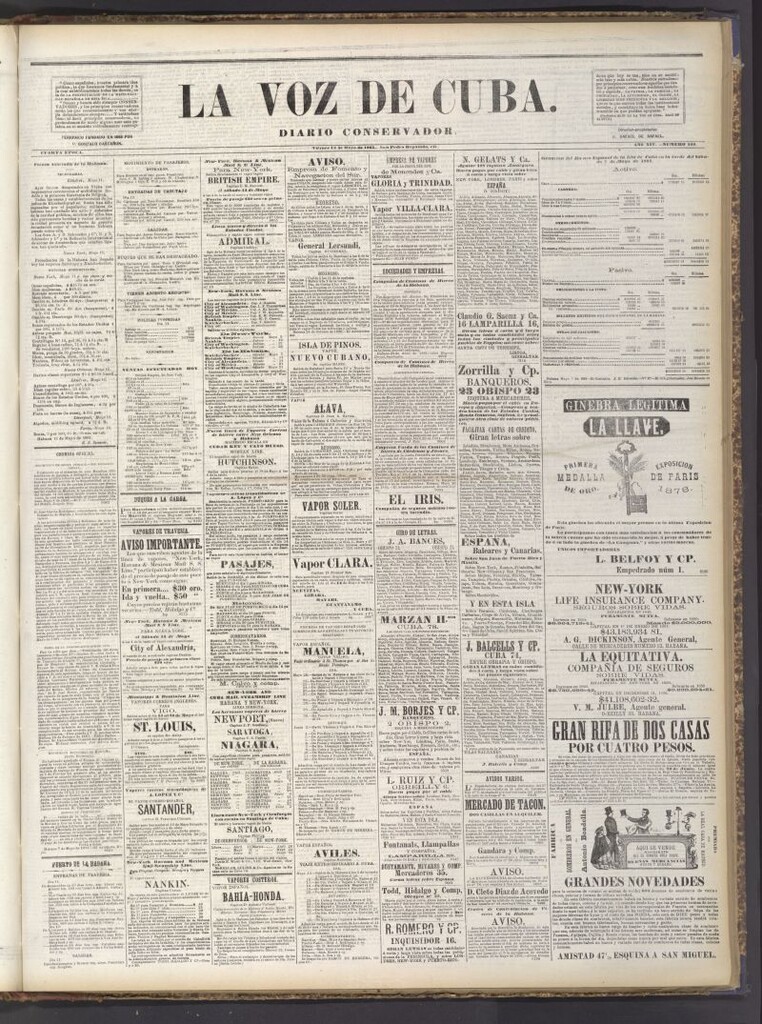Miniatura de La Voz de Cuba: diario conservador del 13 de mayo de 1881