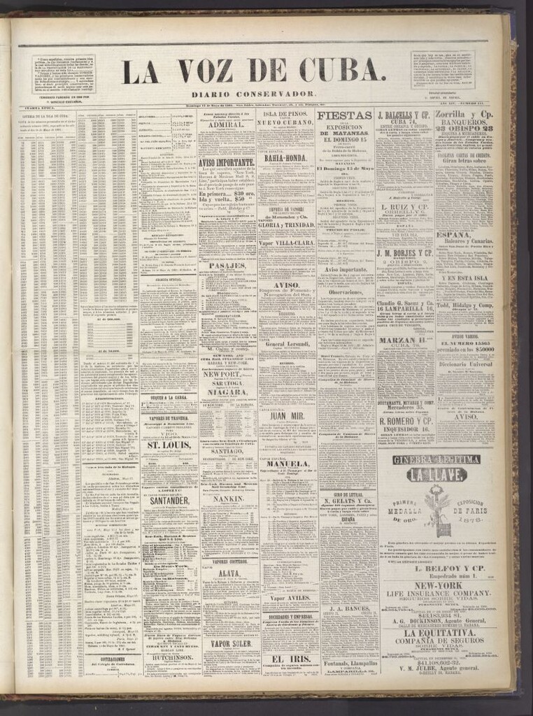 Miniatura de La Voz de Cuba: diario conservador del 15 de mayo de 1881
