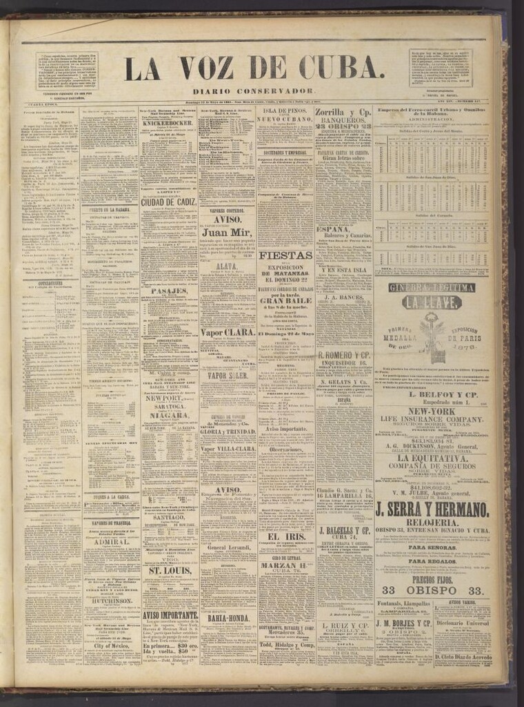 Miniatura de La Voz de Cuba: diario conservador del 22 de mayo de 1881