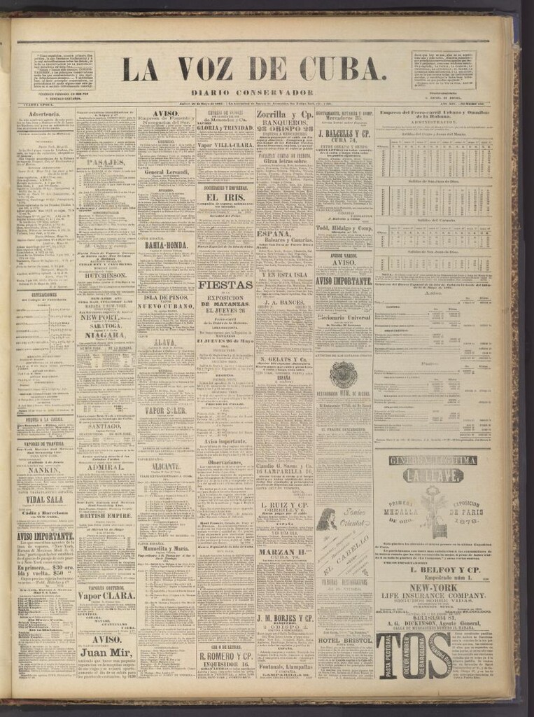 Miniatura de La Voz de Cuba: diario conservador del 26 de mayo de 1881