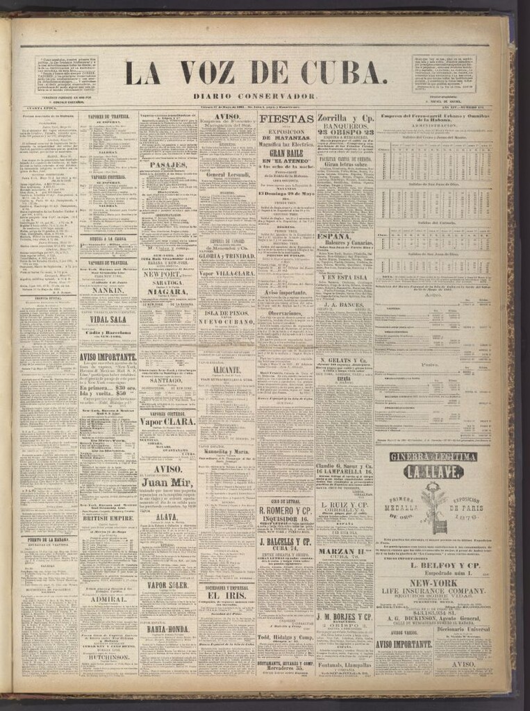 Miniatura de La Voz de Cuba: diario conservador del 27 de mayo de 1881