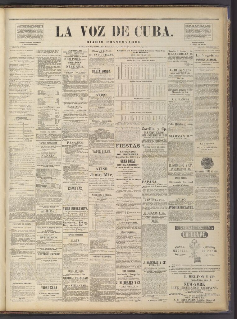 Miniatura de La Voz de Cuba: diario conservador del 29 de mayo de 1881