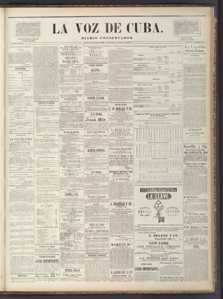 Miniatura de La Voz de Cuba: diario conservador del 1 de junio de 1881