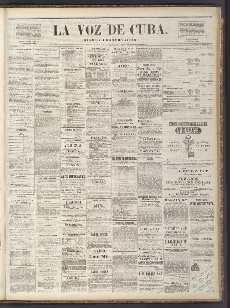 Miniatura de La Voz de Cuba: diario conservador del 2 de junio de 1881
