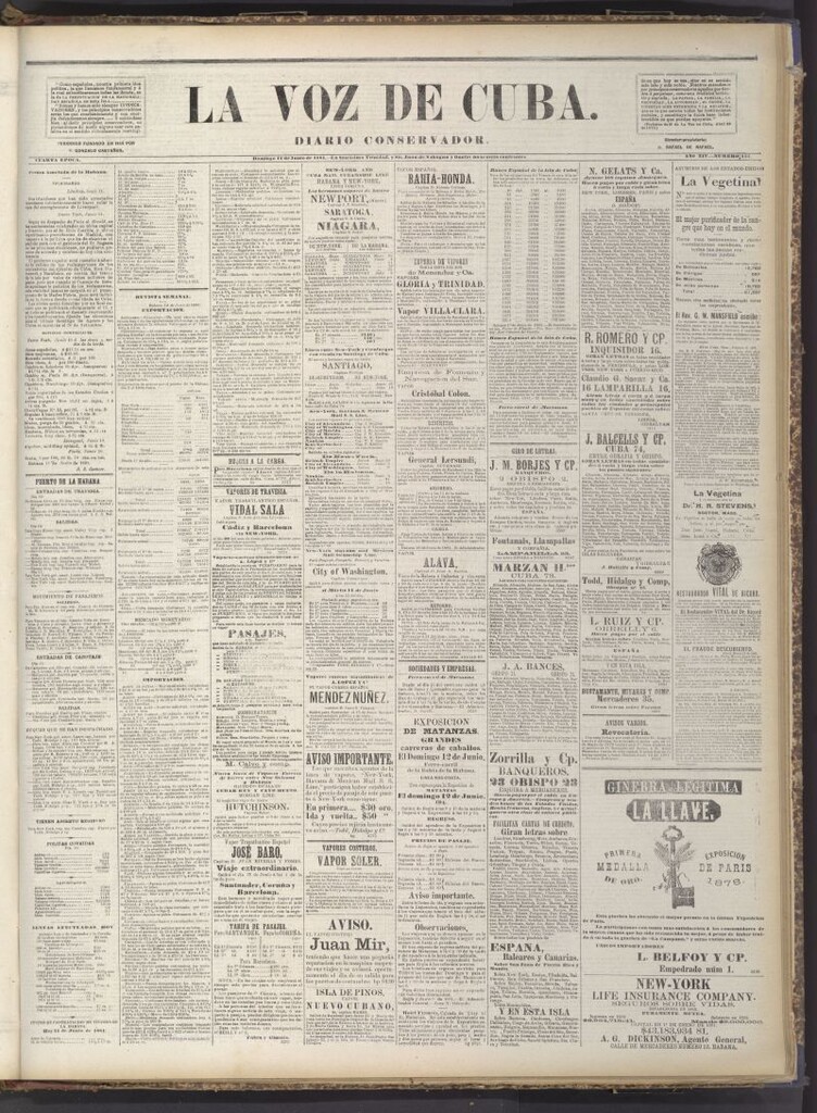 Miniatura de La Voz de Cuba: diario conservador del 12 de junio de 1881