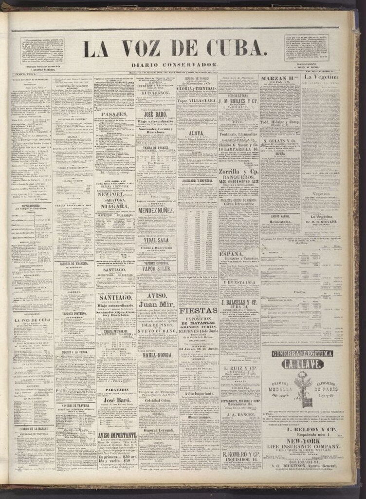Miniatura de La Voz de Cuba: diario conservador del 15 de junio de 1881