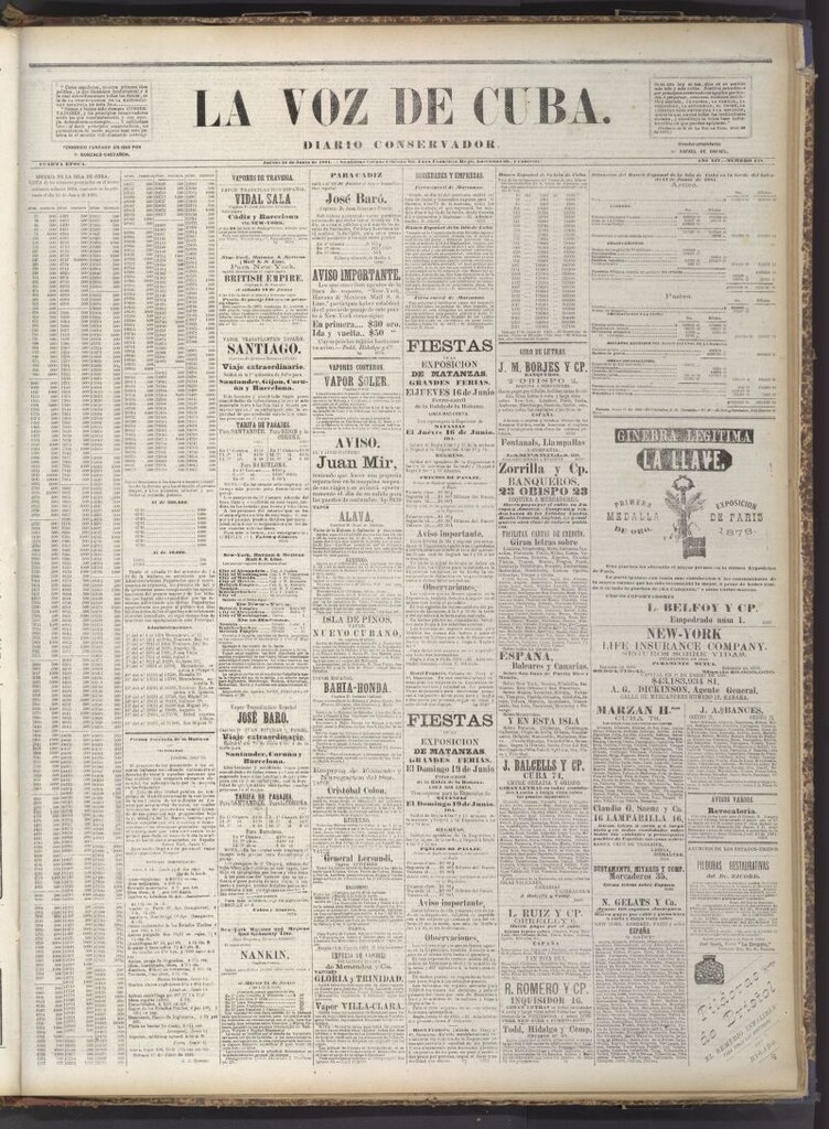 Miniatura de La Voz de Cuba: diario conservador del 16 de junio de 1881