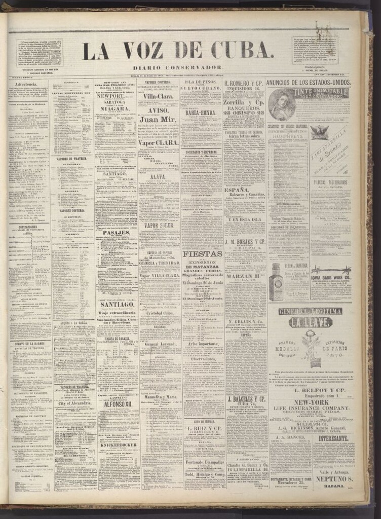 Miniatura de La Voz de Cuba: diario conservador del 25 de junio de 1881