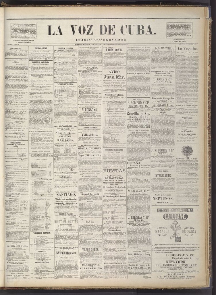 Miniatura de La Voz de Cuba: diario conservador del 26 de junio de 1881