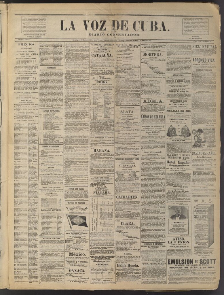 Miniatura de La Voz de Cuba: diario conservador del 4 de enero de 1885