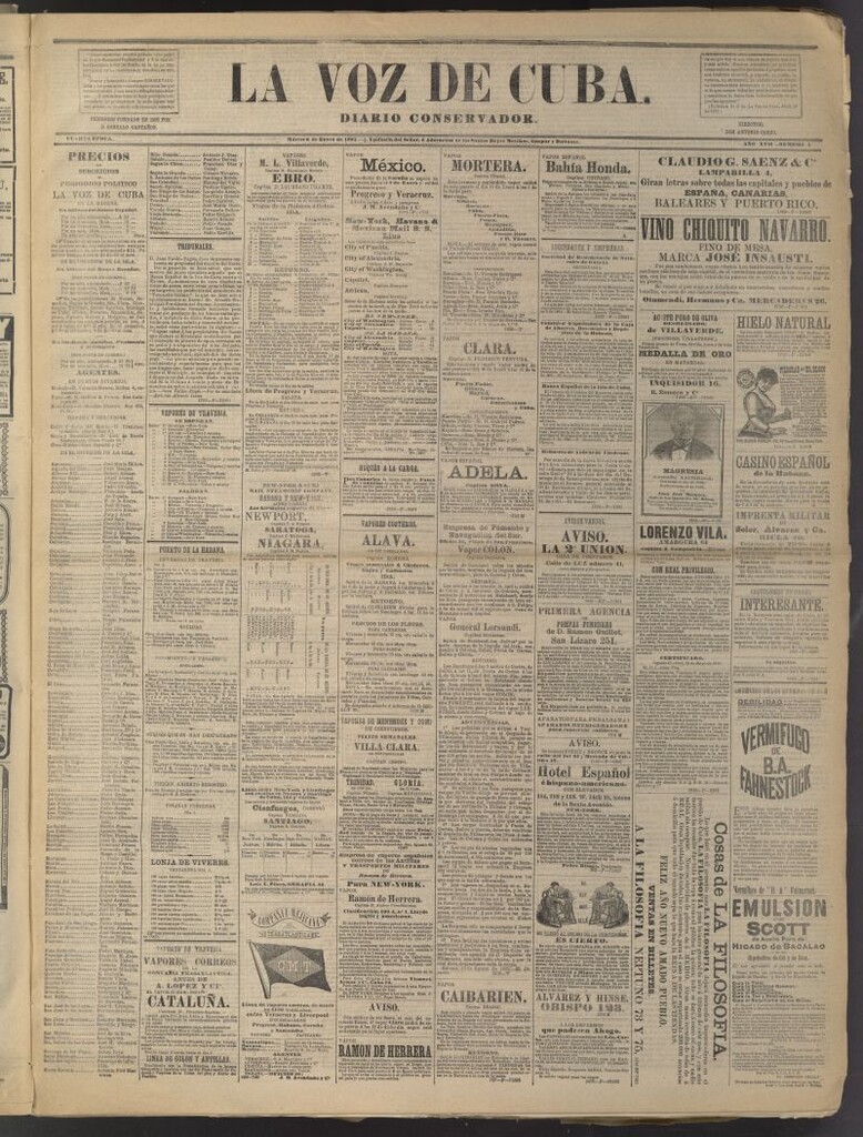 Miniatura de La Voz de Cuba: diario conservador del 6 de enero de 1885