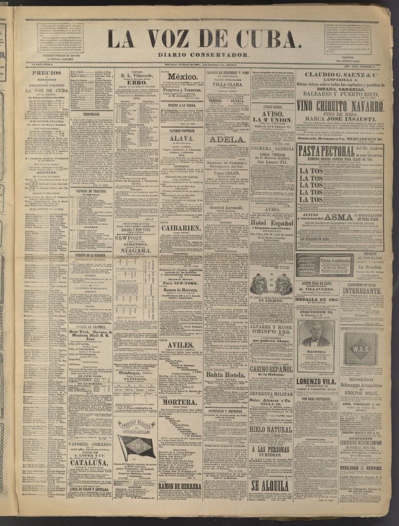 Miniatura de La Voz de Cuba: diario conservador del 7 de enero de 1885