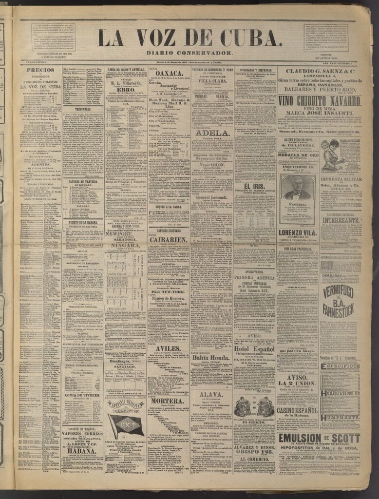 Miniatura de La Voz de Cuba: diario conservador del 8 de enero de 1885
