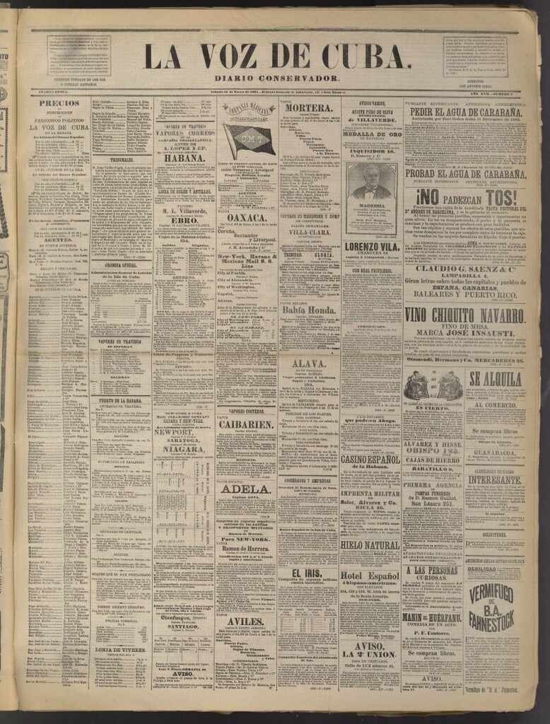 Miniatura de La Voz de Cuba: diario conservador del 10 de enero de 1885