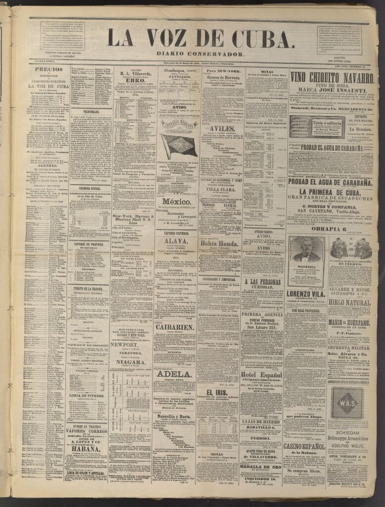 Miniatura de La Voz de Cuba: diario conservador del 14 de enero de 1885