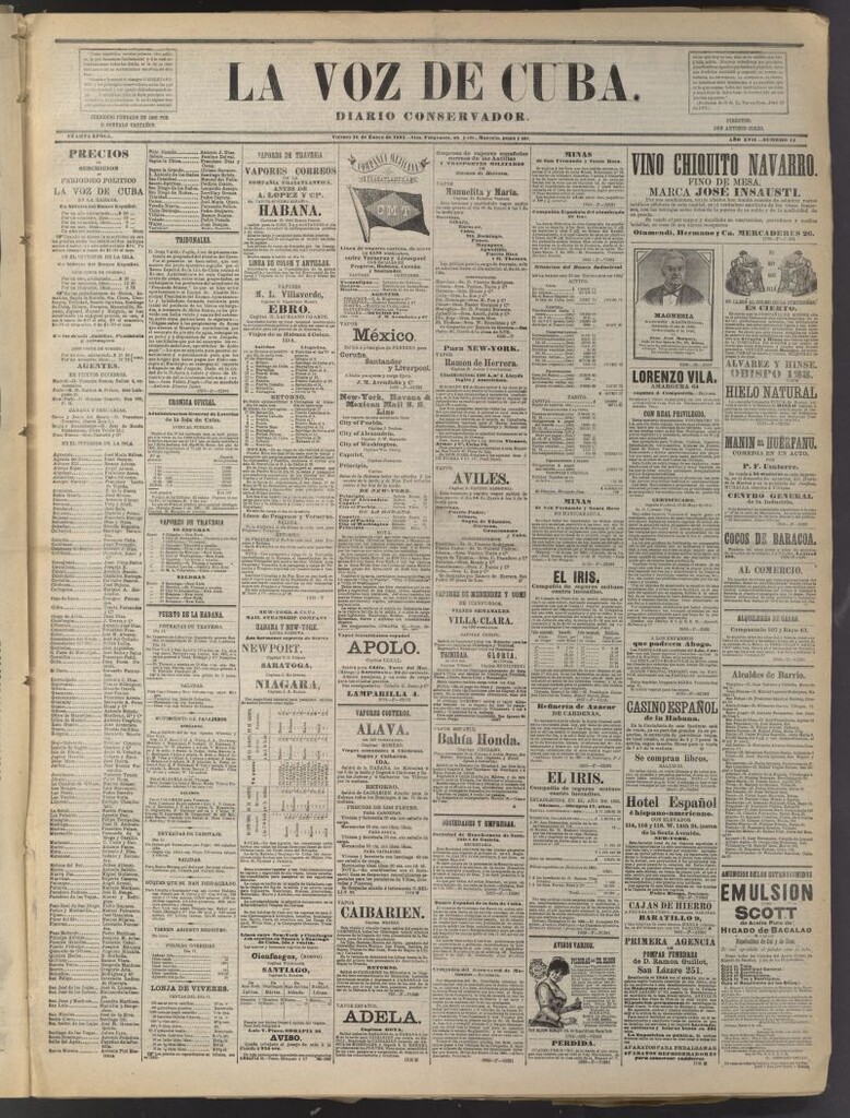 Miniatura de La Voz de Cuba: diario conservador del 16 de enero de 1885