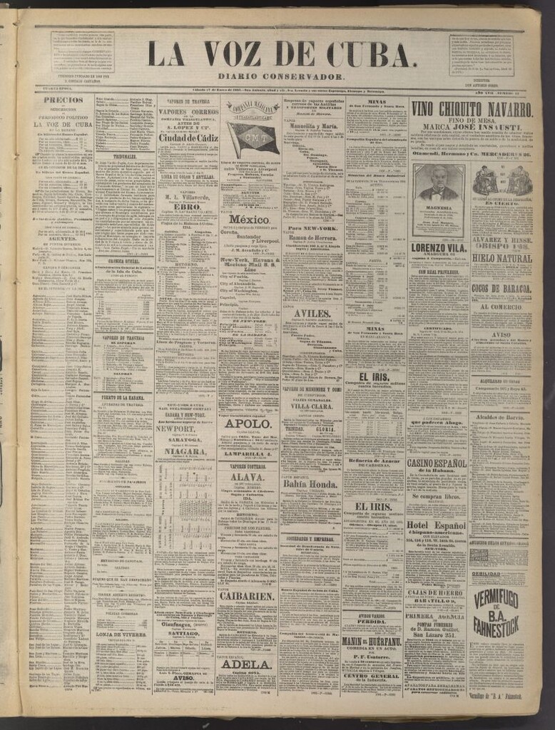 Miniatura de La Voz de Cuba: diario conservador del 17 de enero de 1885