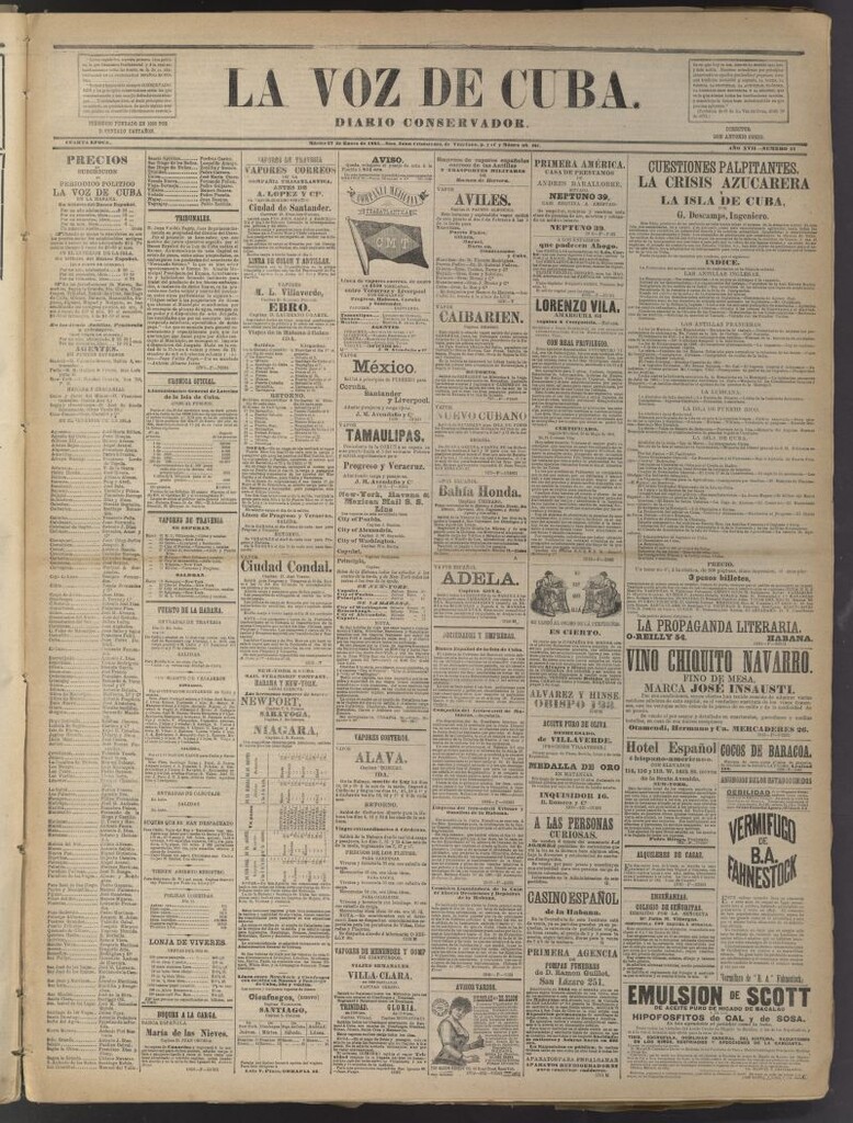Miniatura de La Voz de Cuba: diario conservador del 27 de enero de 1885