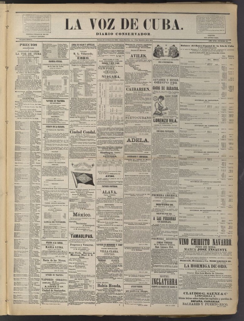 Miniatura de La Voz de Cuba: diario conservador del 30 de enero de 1885