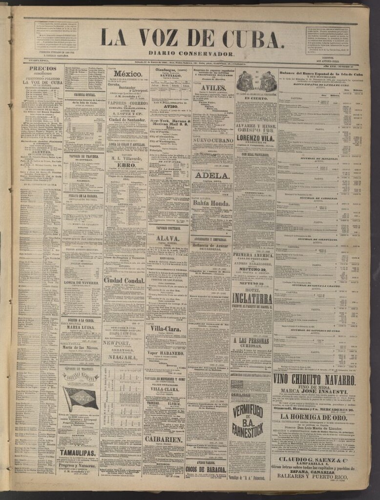 Miniatura de La Voz de Cuba: diario conservador del 31 de enero de 1885