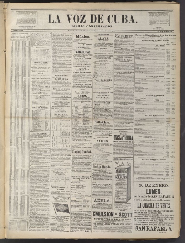Miniatura de La Voz de Cuba: diario conservador del 1 de febrero de 1885