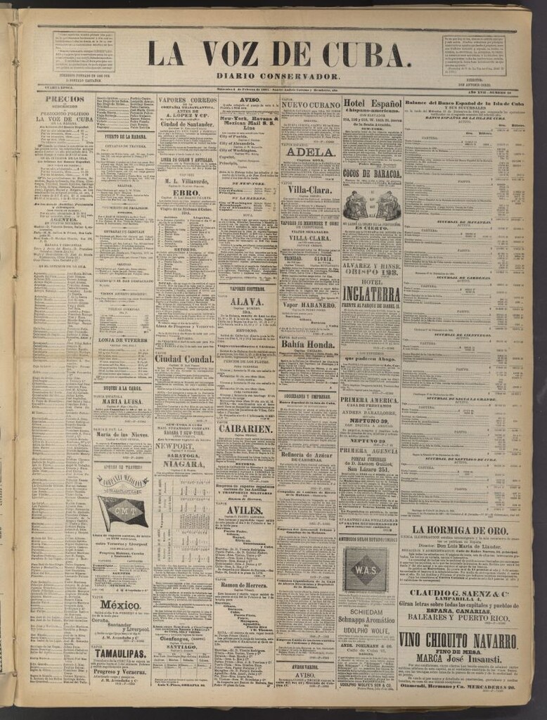 Miniatura de La Voz de Cuba: diario conservador del 4 de febrero de 1885