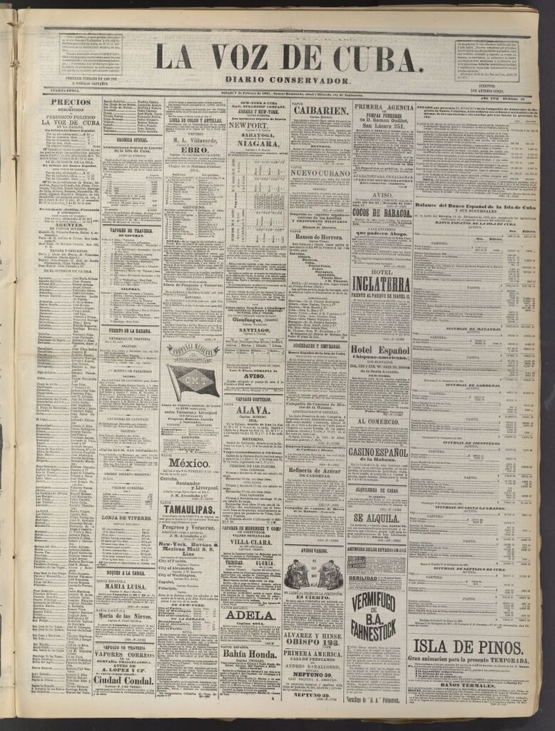 Miniatura de La Voz de Cuba: diario conservador del 7 de febrero de 1885