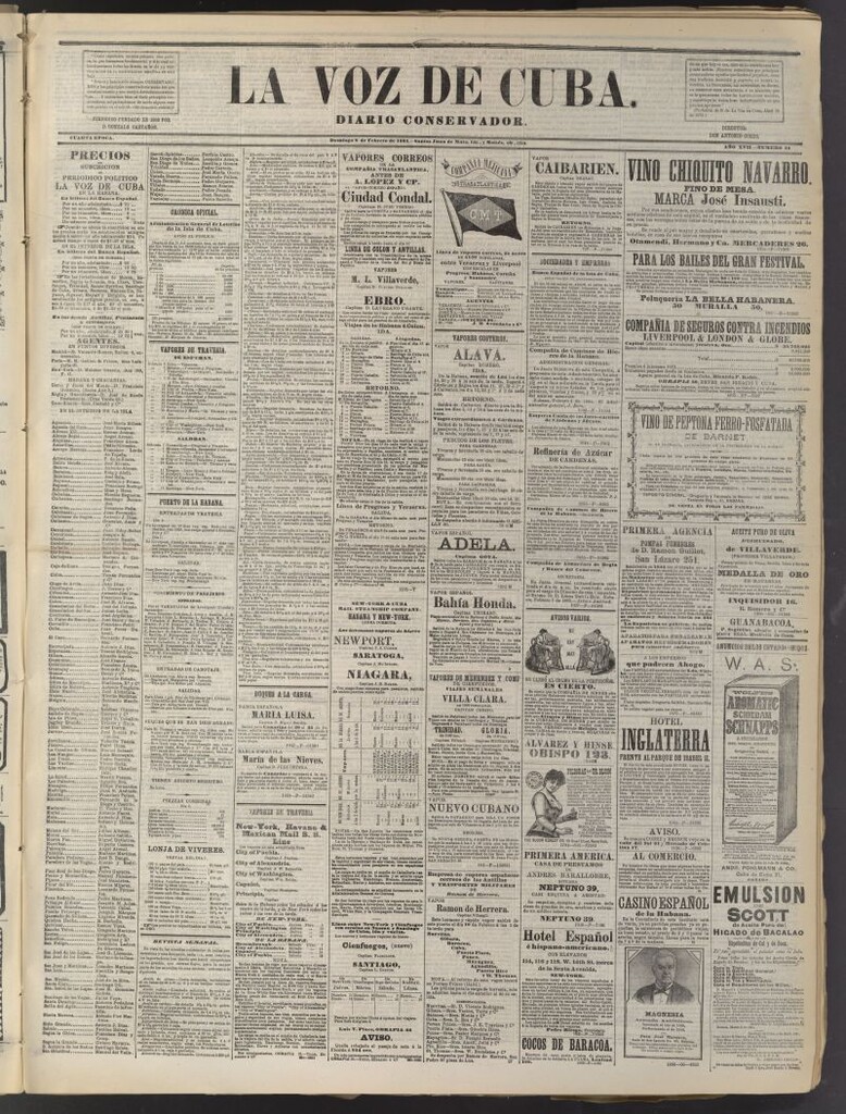 Miniatura de La Voz de Cuba: diario conservador del 8 de febrero de 1885