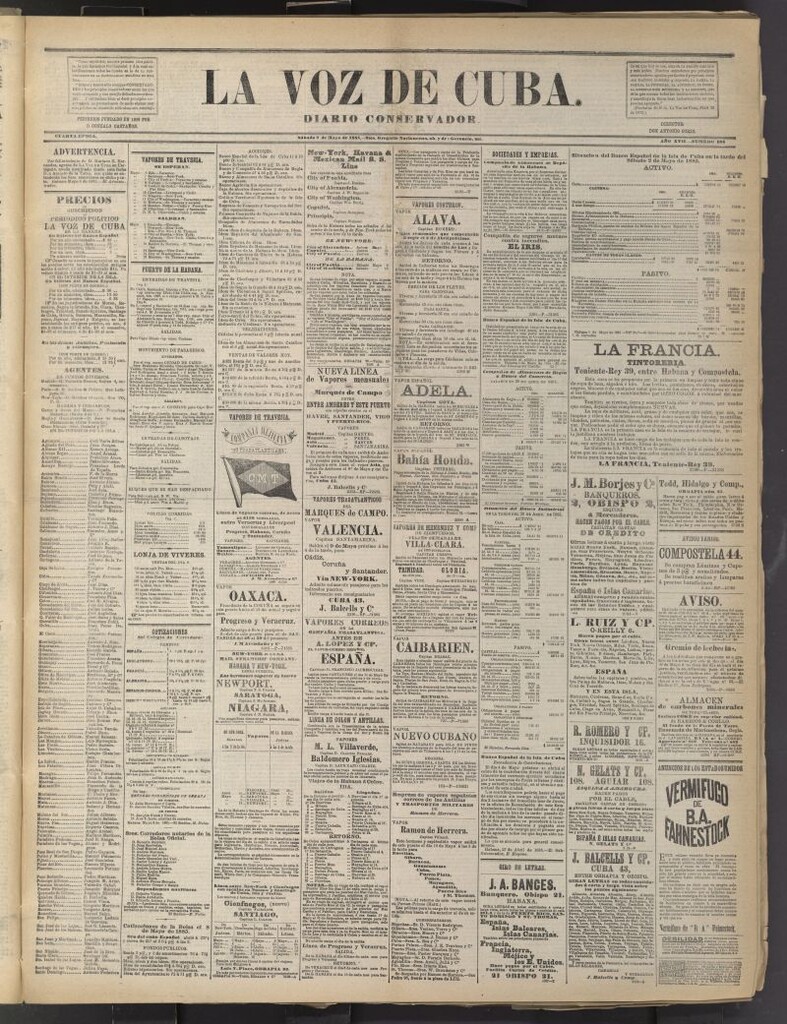 Miniatura de La Voz de Cuba: diario conservador del 9 de mayo de 1885