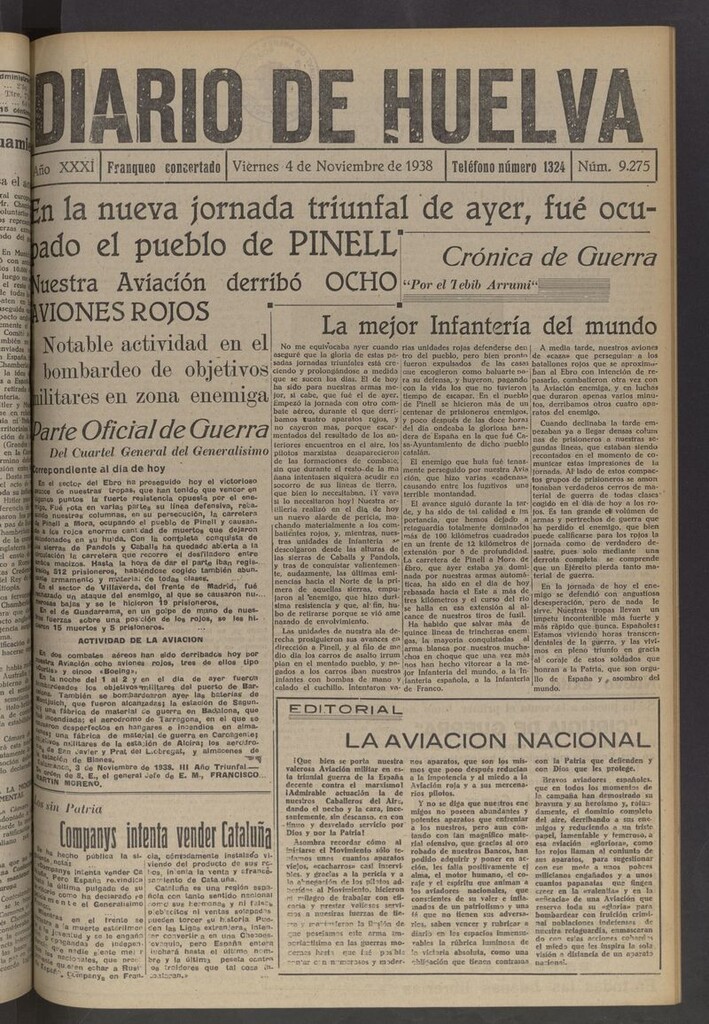 Miniatura de Diario de Huelva : periódico independiente del 4 de noviembre de 1938