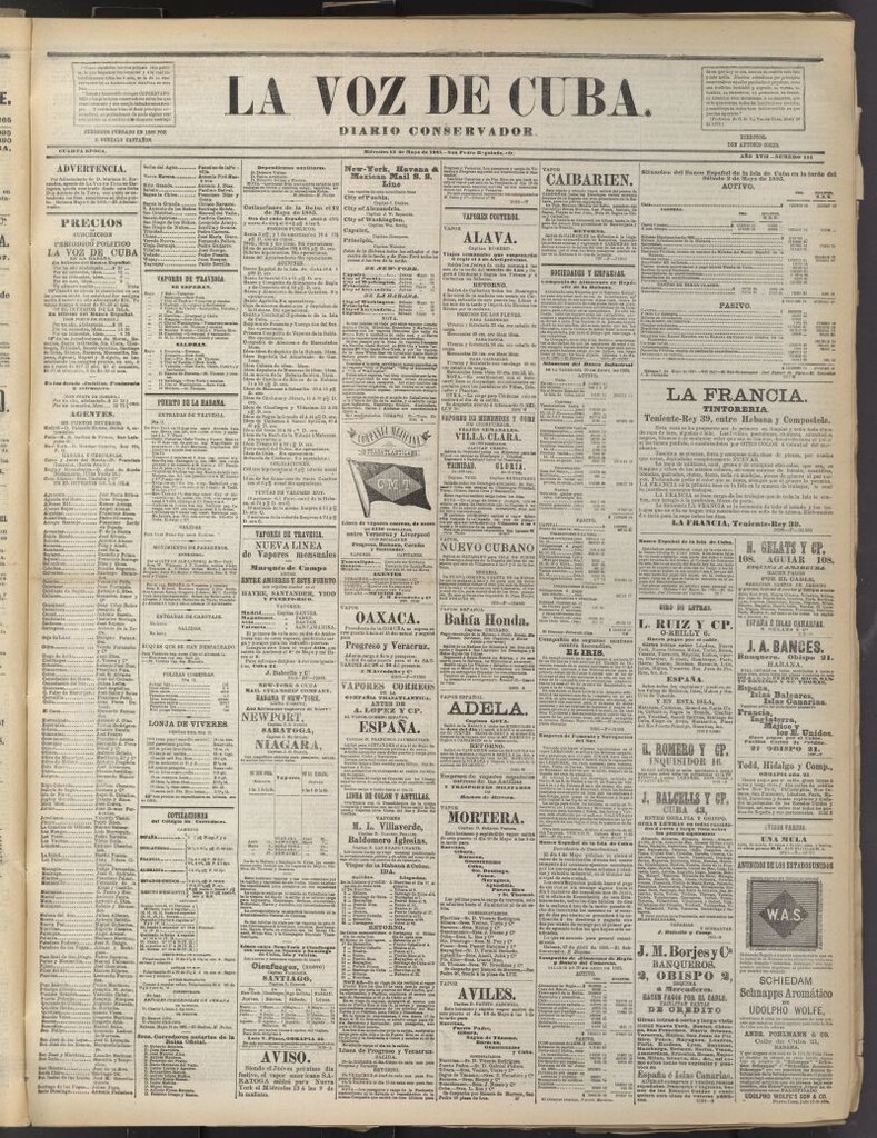 Miniatura de La Voz de Cuba: diario conservador del 13 de mayo de 1885