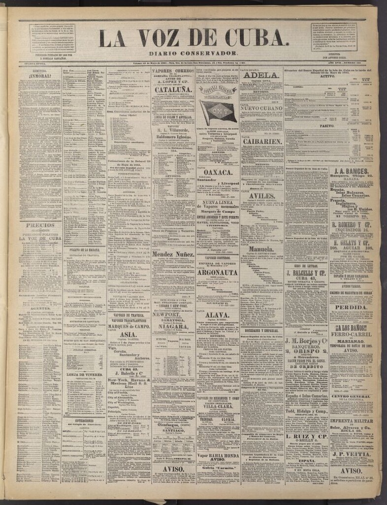 Miniatura de La Voz de Cuba: diario conservador del 29 de mayo de 1885