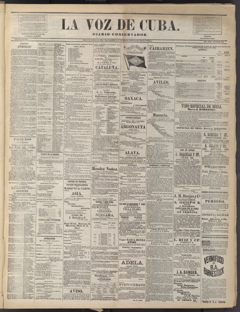 Miniatura de La Voz de Cuba: diario conservador del 30 de mayo de 1885