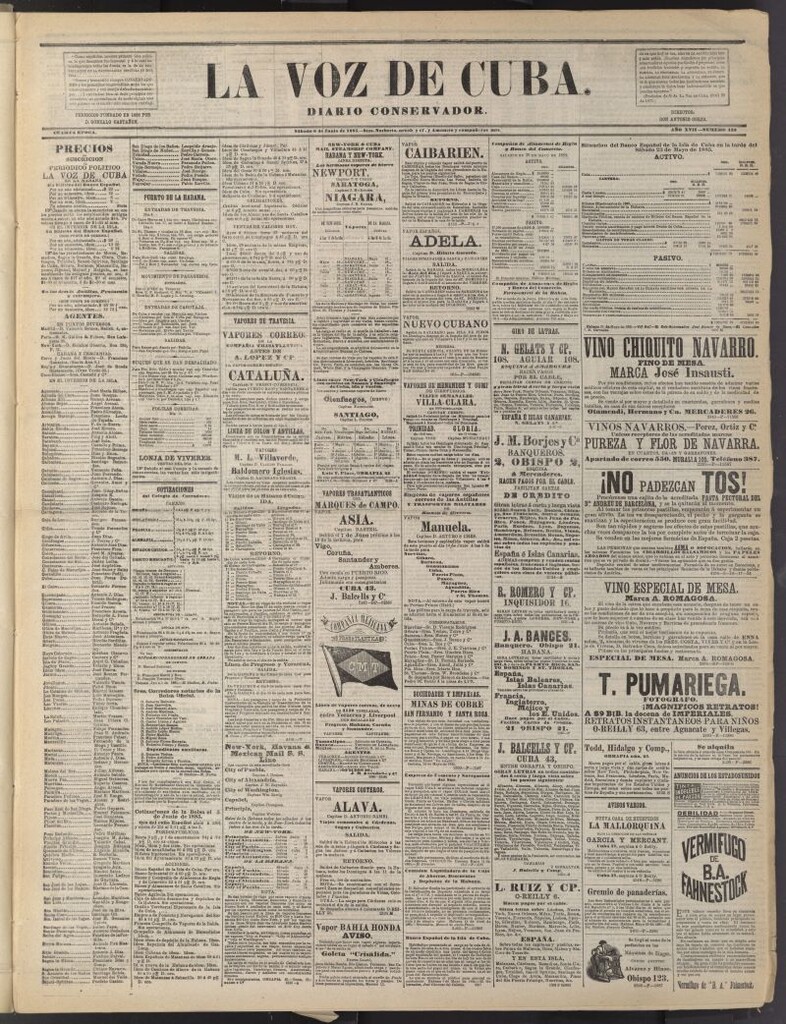 Miniatura de La Voz de Cuba: diario conservador del 6 de junio de 1885