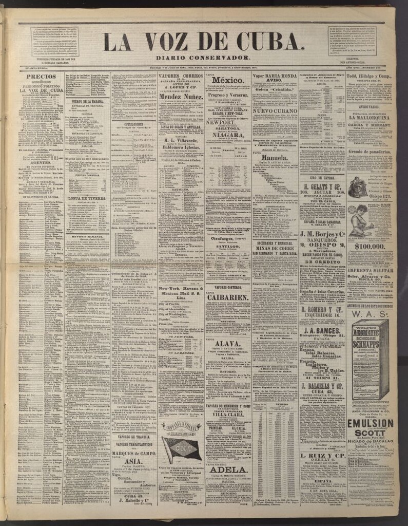 Miniatura de La Voz de Cuba: diario conservador del 7 de junio de 1885