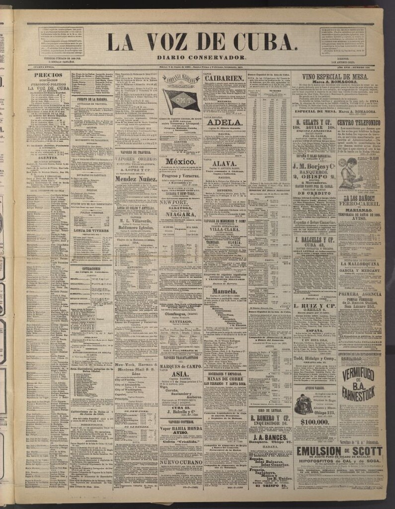 Miniatura de La Voz de Cuba: diario conservador del 9 de junio de 1885