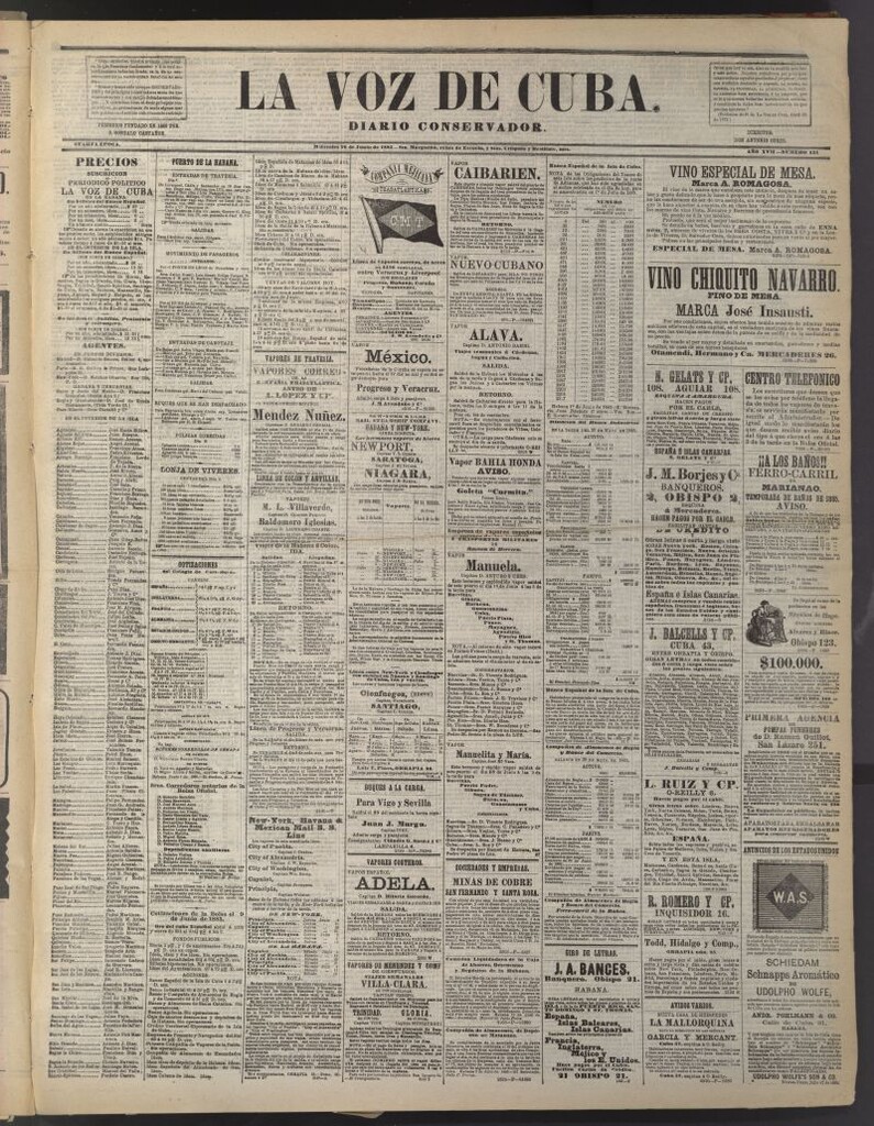 Miniatura de La Voz de Cuba: diario conservador del 10 de junio de 1885