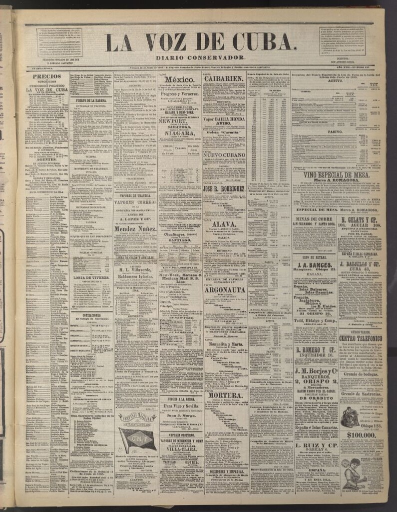 Miniatura de La Voz de Cuba: diario conservador del 12 de junio de 1885