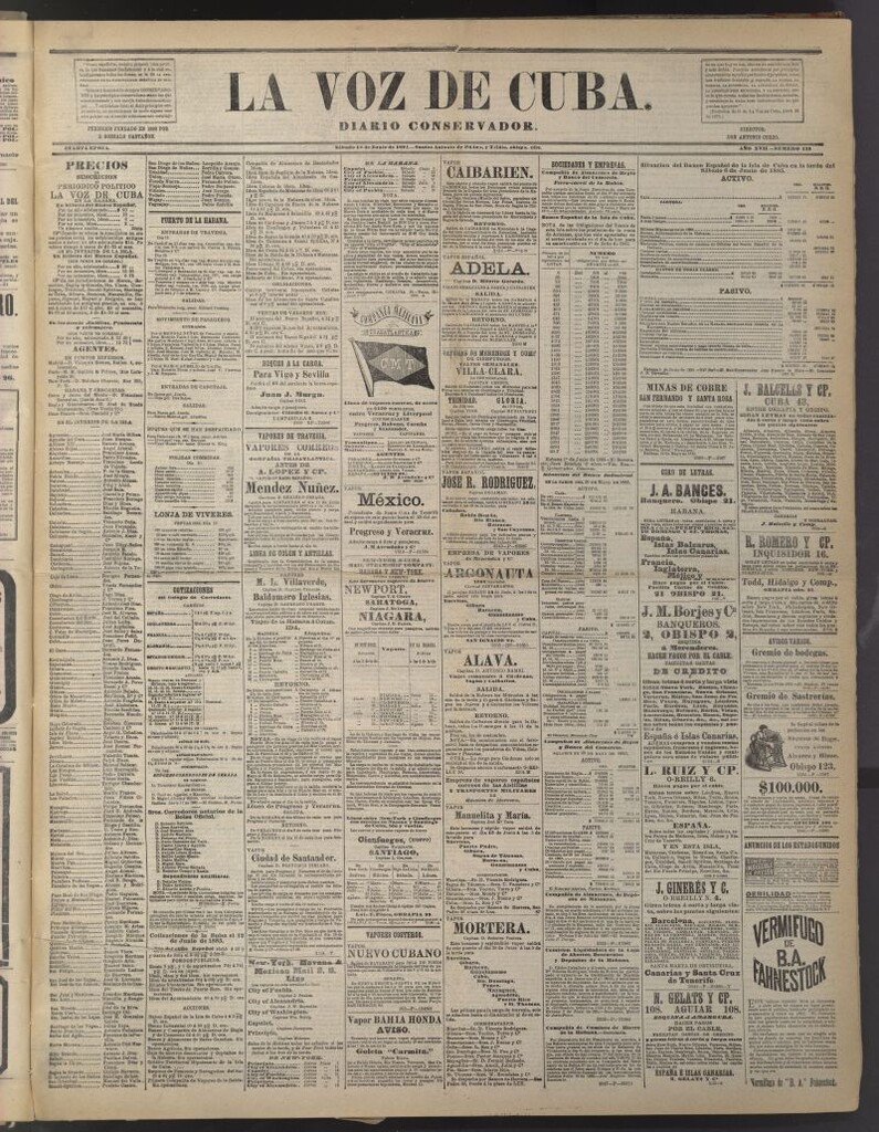 Miniatura de La Voz de Cuba: diario conservador del 13 de junio de 1885