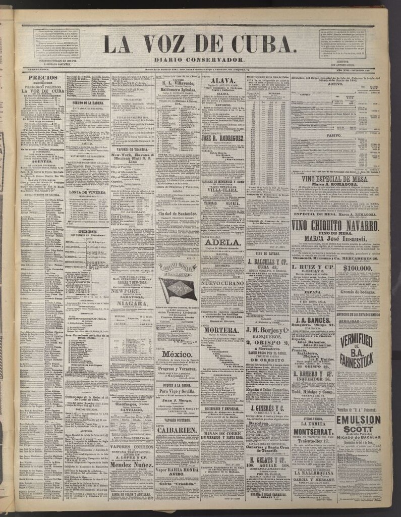 Miniatura de La Voz de Cuba: diario conservador del 16 de junio de 1885