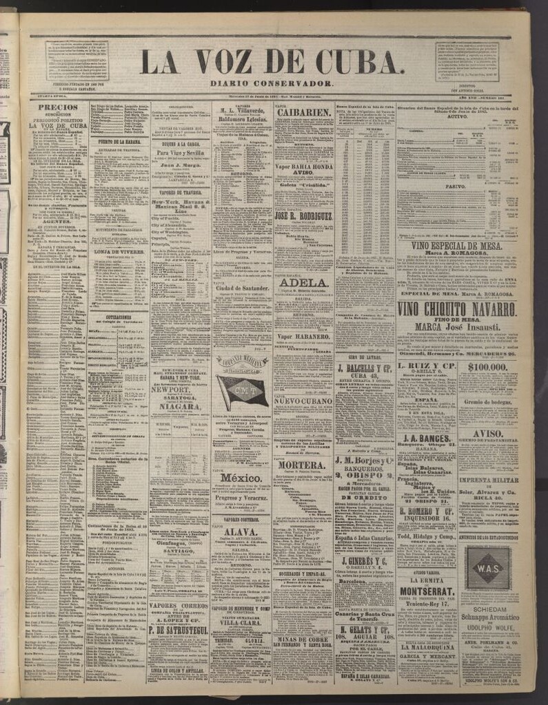 Miniatura de La Voz de Cuba: diario conservador del 17 de junio de 1885