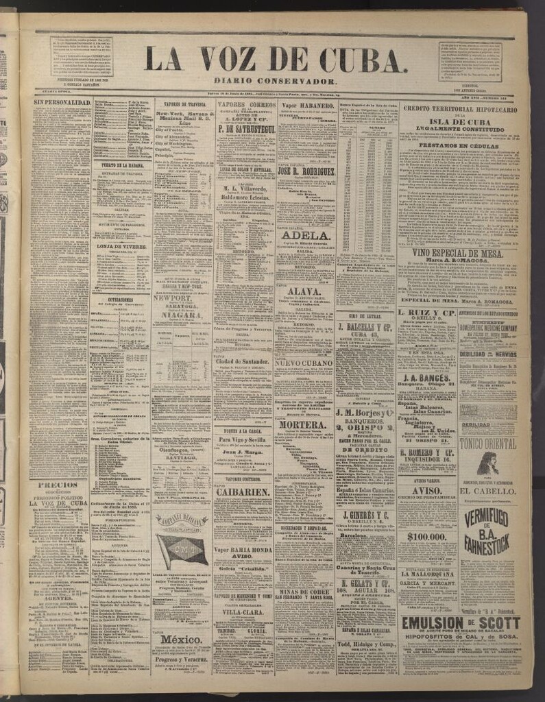 Miniatura de La Voz de Cuba: diario conservador del 18 de junio de 1885