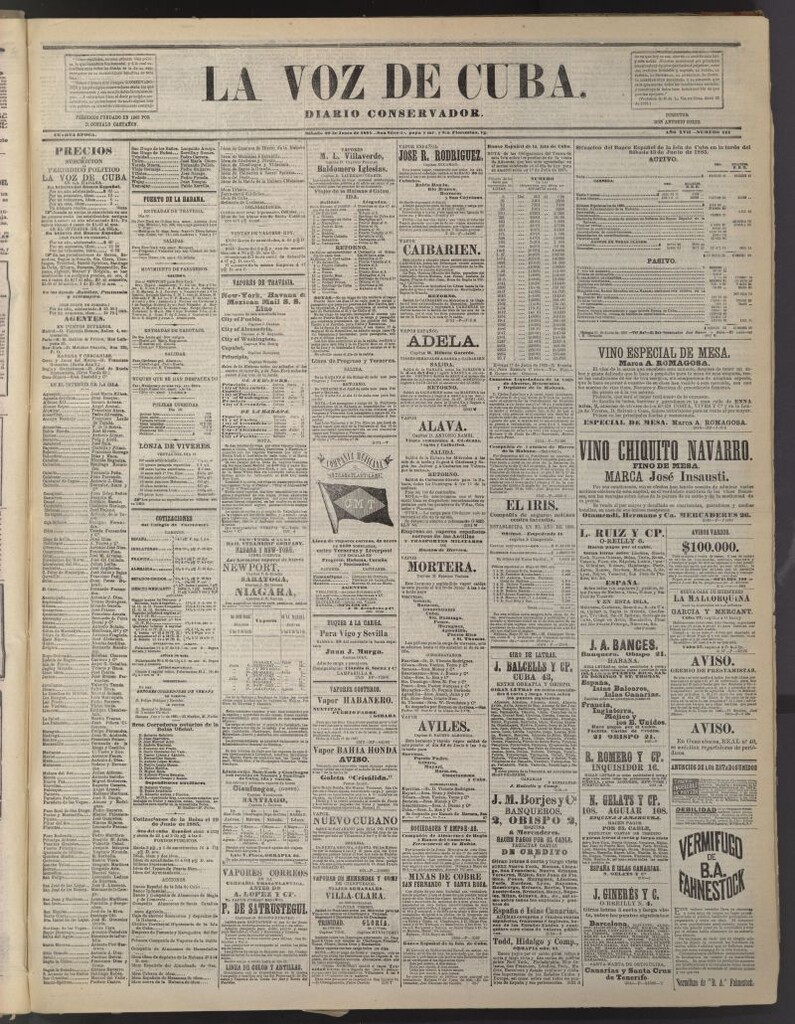 Miniatura de La Voz de Cuba: diario conservador del 20 de junio de 1885