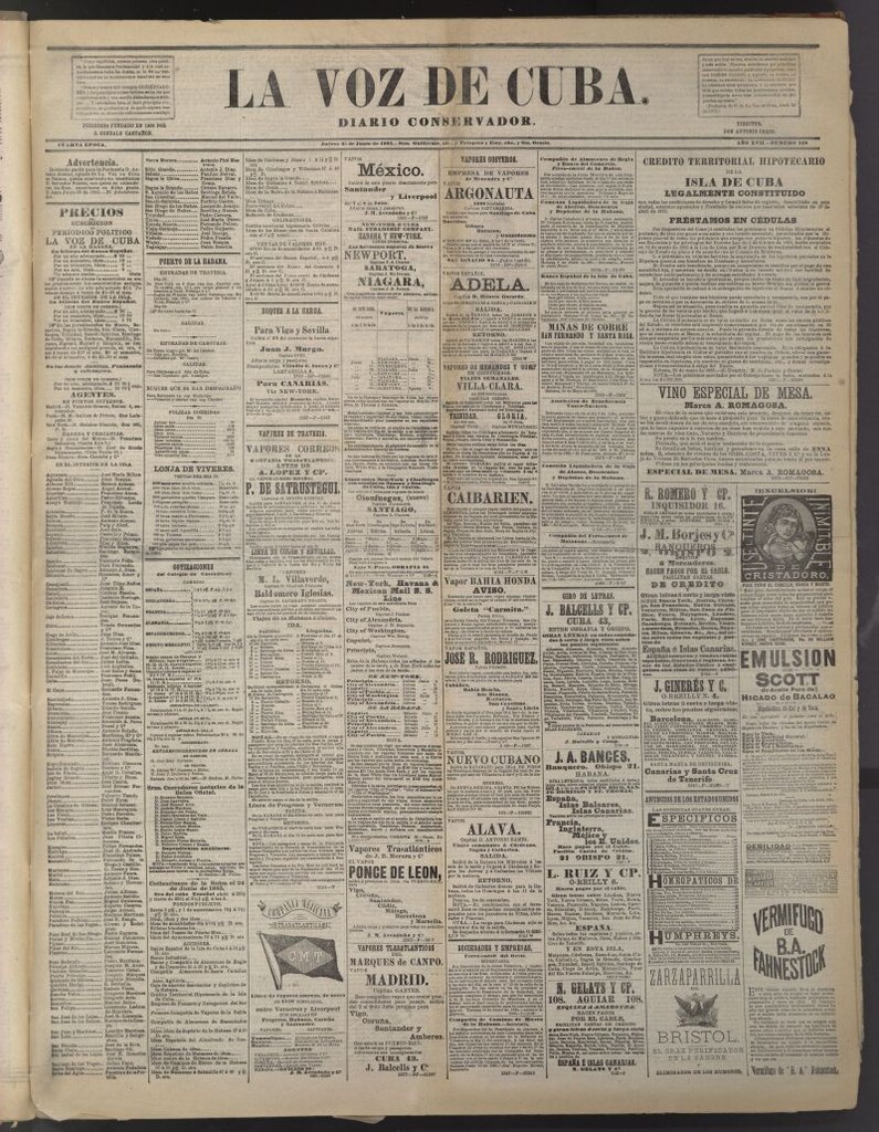 Miniatura de La Voz de Cuba: diario conservador del 25 de junio de 1885