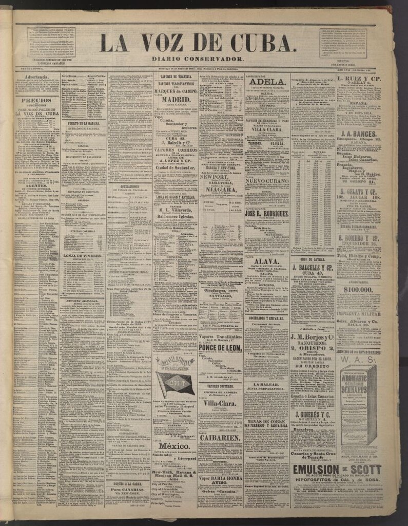 Miniatura de La Voz de Cuba: diario conservador del 28 de junio de 1885